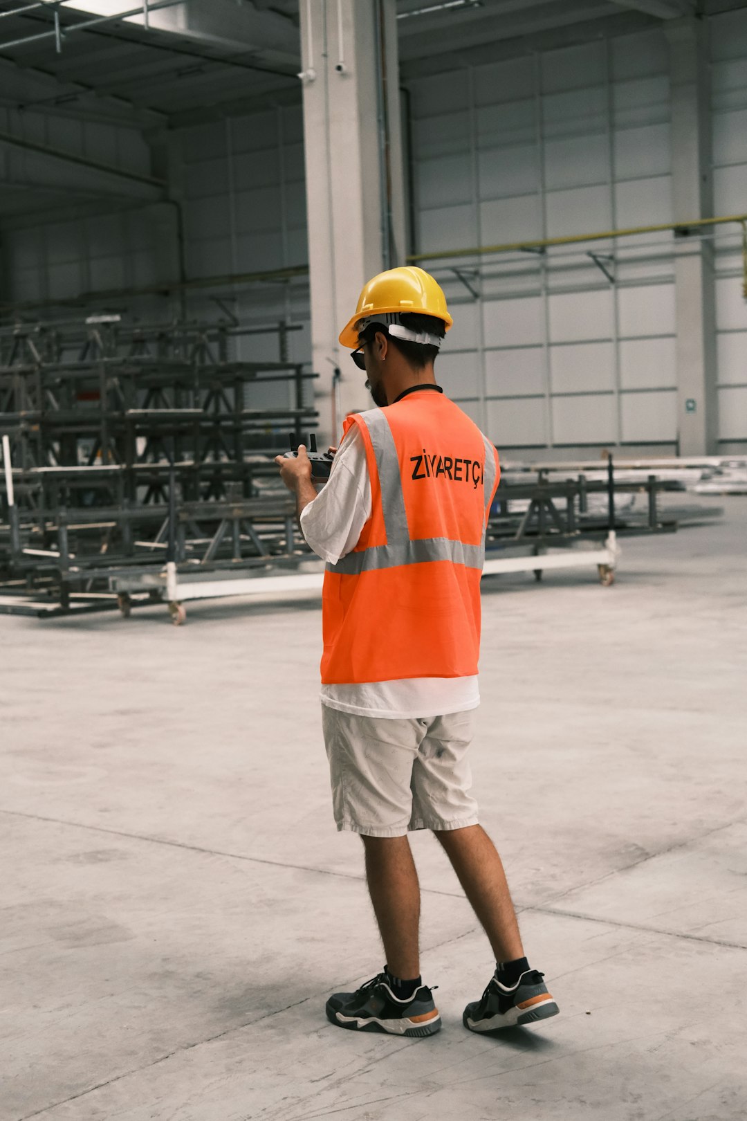 Technician assessing a commercial floor surface