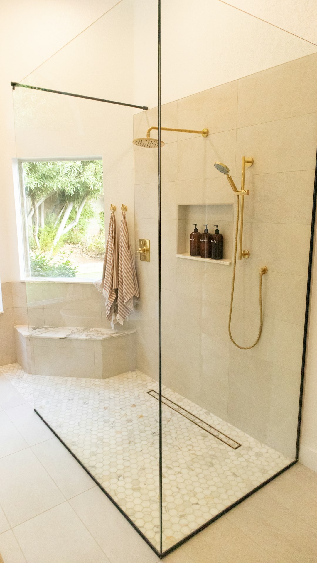 Clean bathroom and shower area